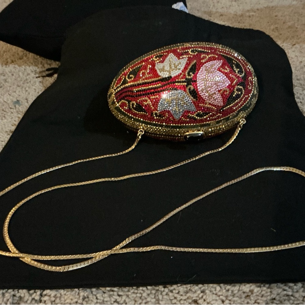 New Judith Leiber Faberge Original Floral Museum Egg Clutch Shoulder Bag